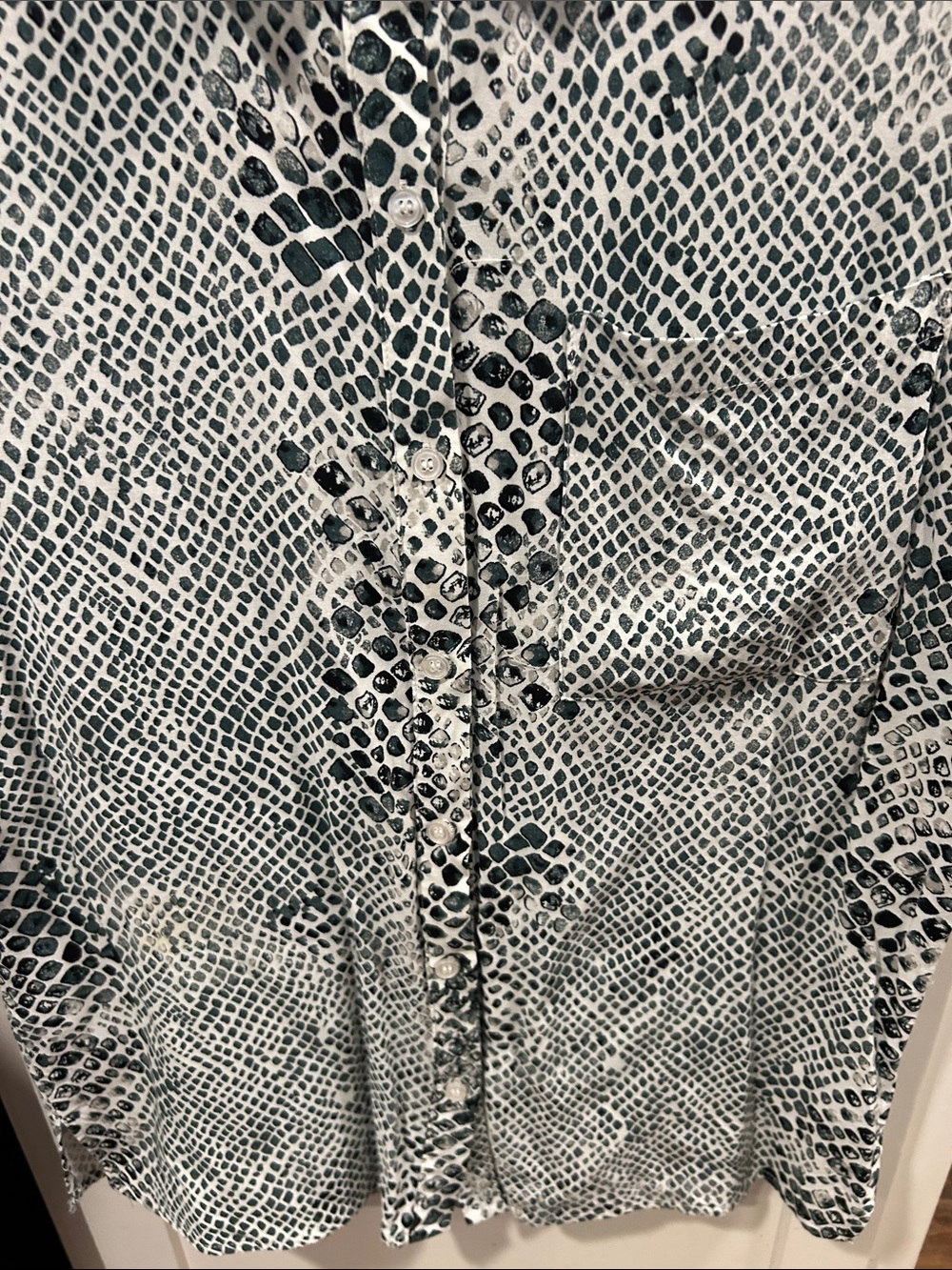 Buddy Love Short-Sleeve Button-Up Shirt in dark green and White Snake Print - Picture 3 of 11